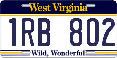 WV license plate 1RB802