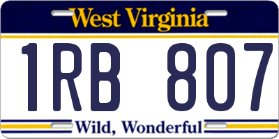 WV license plate 1RB807