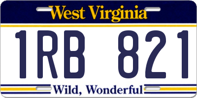 WV license plate 1RB821