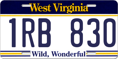 WV license plate 1RB830