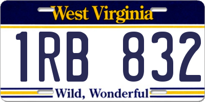 WV license plate 1RB832