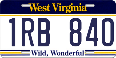 WV license plate 1RB840