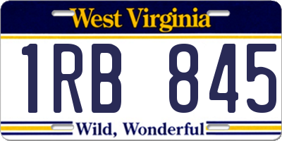 WV license plate 1RB845