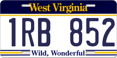 WV license plate 1RB852