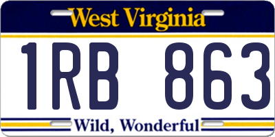 WV license plate 1RB863