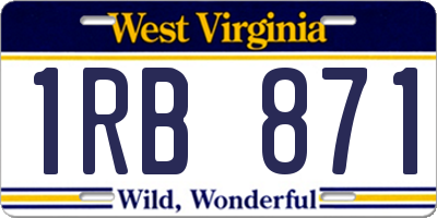 WV license plate 1RB871