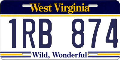 WV license plate 1RB874