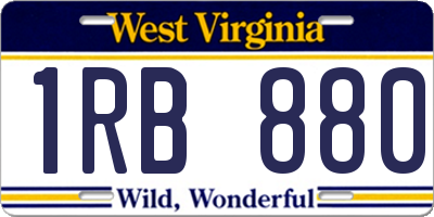 WV license plate 1RB880