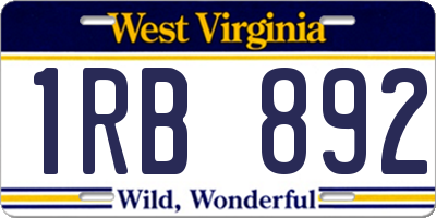 WV license plate 1RB892