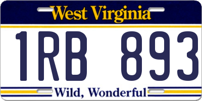 WV license plate 1RB893