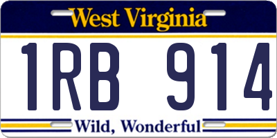 WV license plate 1RB914