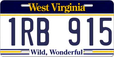 WV license plate 1RB915