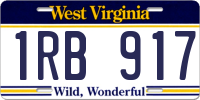 WV license plate 1RB917
