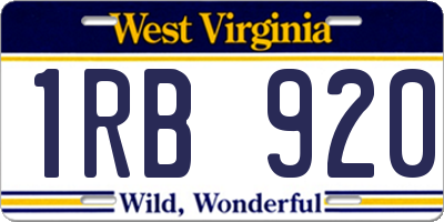 WV license plate 1RB920