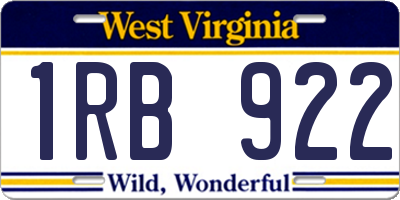 WV license plate 1RB922