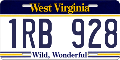WV license plate 1RB928
