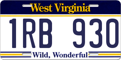 WV license plate 1RB930