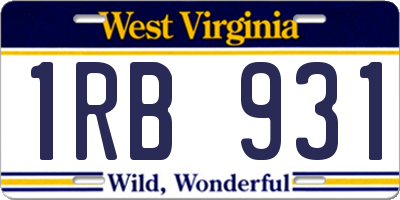 WV license plate 1RB931
