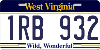 WV license plate 1RB932