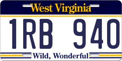 WV license plate 1RB940
