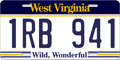 WV license plate 1RB941