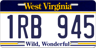 WV license plate 1RB945