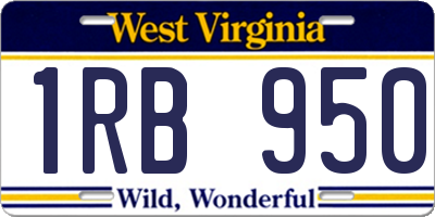 WV license plate 1RB950