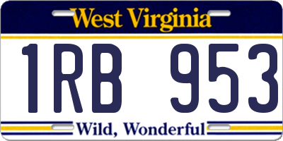 WV license plate 1RB953