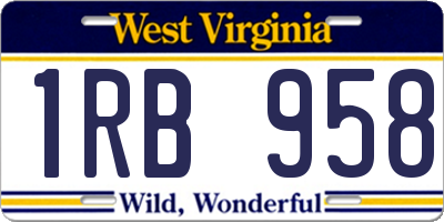 WV license plate 1RB958