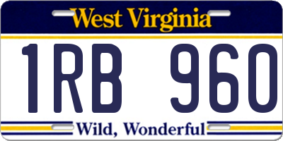 WV license plate 1RB960