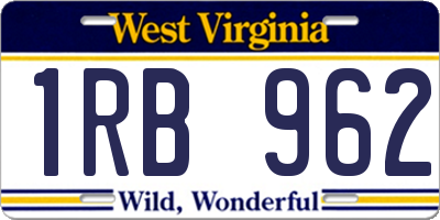 WV license plate 1RB962