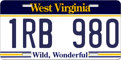 WV license plate 1RB980