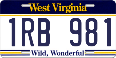 WV license plate 1RB981