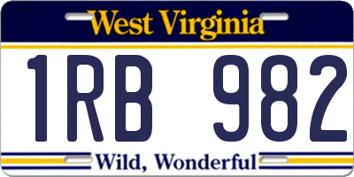 WV license plate 1RB982