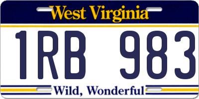 WV license plate 1RB983
