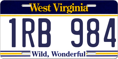 WV license plate 1RB984