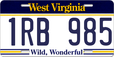 WV license plate 1RB985