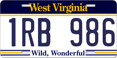 WV license plate 1RB986