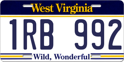 WV license plate 1RB992