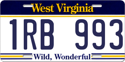WV license plate 1RB993