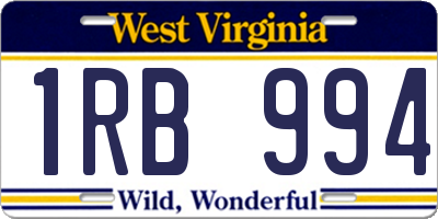 WV license plate 1RB994