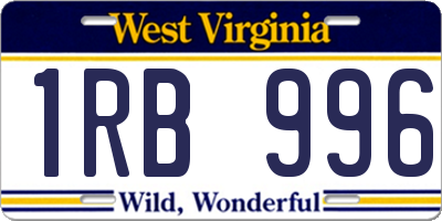 WV license plate 1RB996