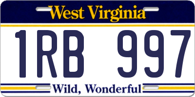 WV license plate 1RB997