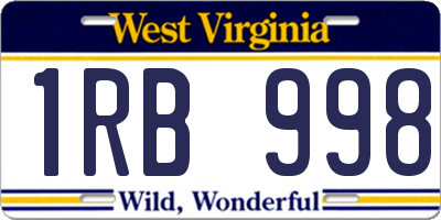 WV license plate 1RB998
