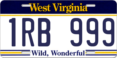 WV license plate 1RB999