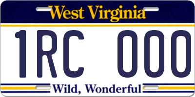 WV license plate 1RC000