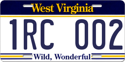 WV license plate 1RC002