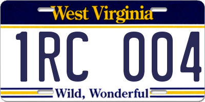 WV license plate 1RC004