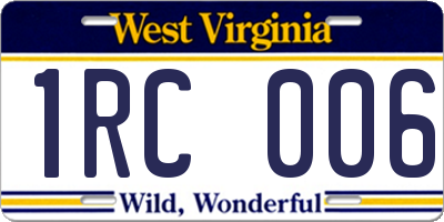 WV license plate 1RC006