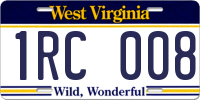 WV license plate 1RC008
